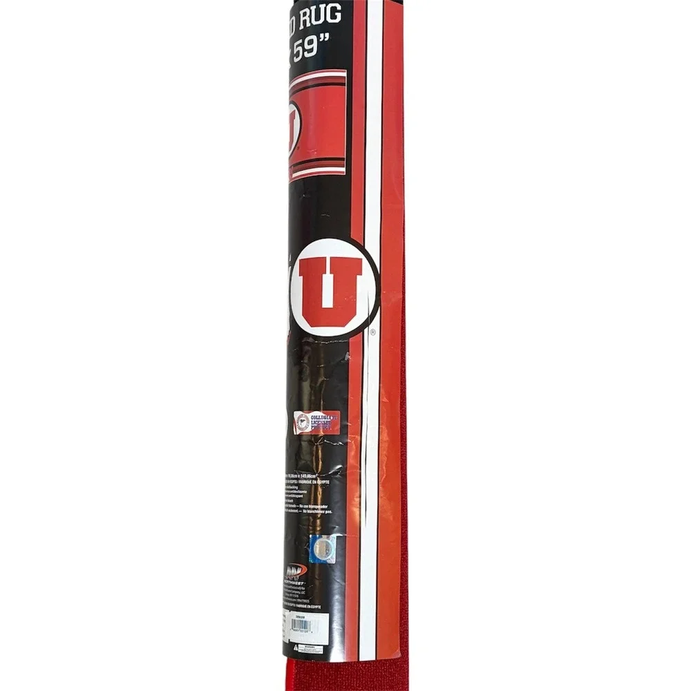 Northwest NCAA Utah Utes Tufted Rug 39x59 Red Fan Cave Decor Mat